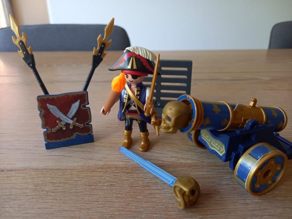 Playmobil Piraten officier met kanon - 6164 COMPLEET, Ophalen of Verzenden, Zo goed als nieuw, Complete set
