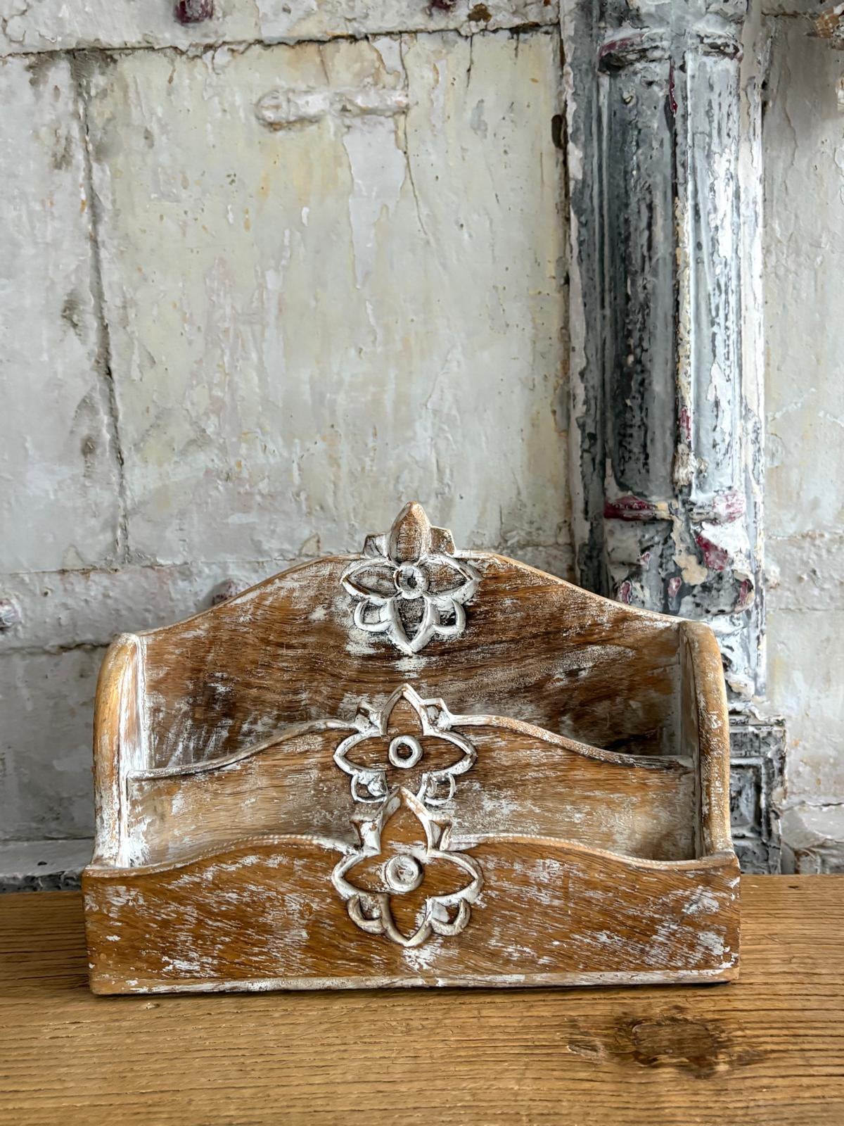 Vintage houten postvakje - Boho postbakje, Ophalen of Verzenden