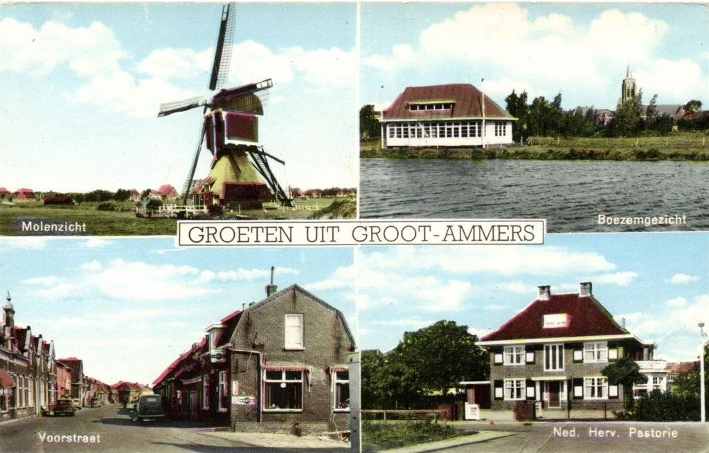 Groeten uit Groot-Ammers - 4afb o.a. Voorstraat - 1967 gelop, Verzamelen, Ophalen of Verzenden, 1960 tot 1980, Gelopen, Zuid-Holland