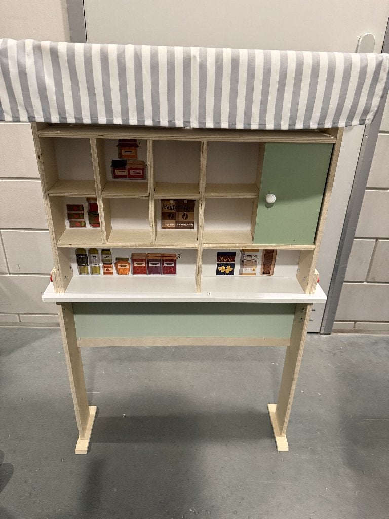 Houten kinderwinkel / marktkraam met luifel, Ophalen, Zo goed als nieuw, Meubelstuk of Keukentje