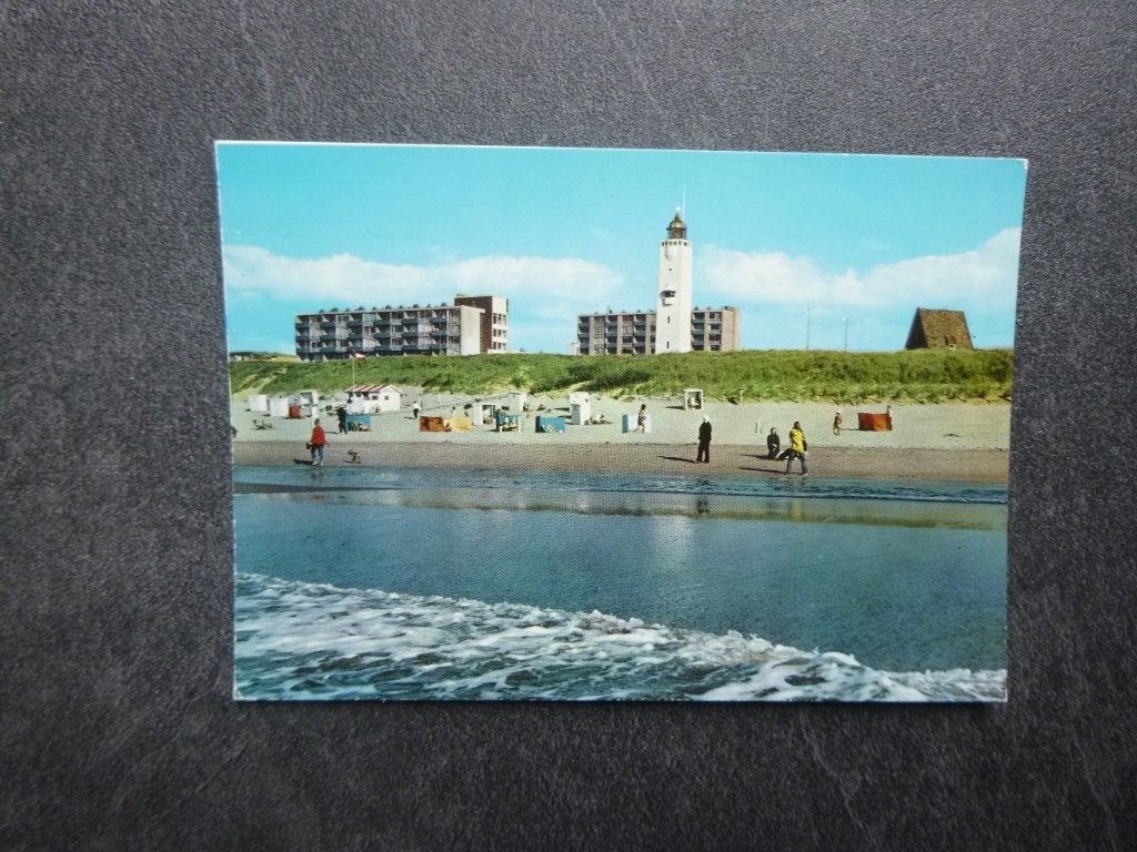 Noordwijk aan Zee, strand met vuurtoren, Verzenden, 1980 tot heden, Ongelopen, Zuid-Holland