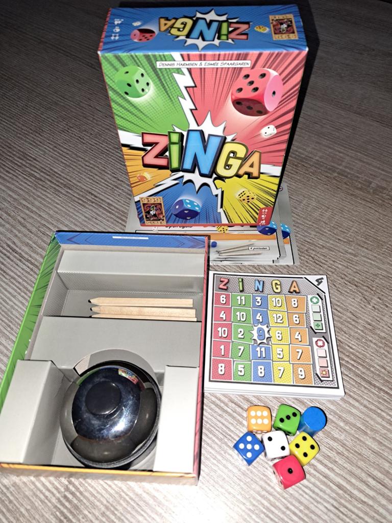 Zinga dobbelspel - Leuk en snel gezelschapsspel, Vijf spelers of meer, Ophalen of Verzenden, Gebruikt, Dennis Harmsen & Esmee Spaargaren