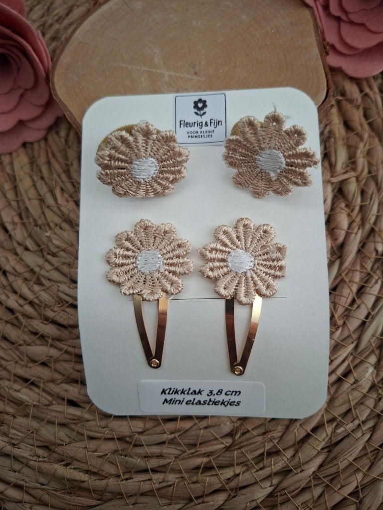 Combinatie met klikklak en elastiekjes, Kinderen en Baby's, Nieuw, Ophalen of Verzenden, Handgemaakt, Haarelastiek