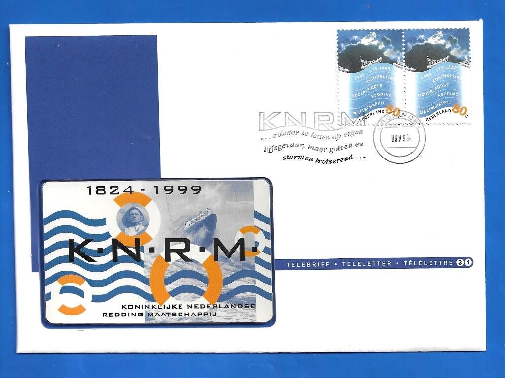 Telebrief 31 Kon. Nederlandse Redding Maatschappij - 1999, Verzamelen, Telefoonkaarten, Nederland, Verzenden