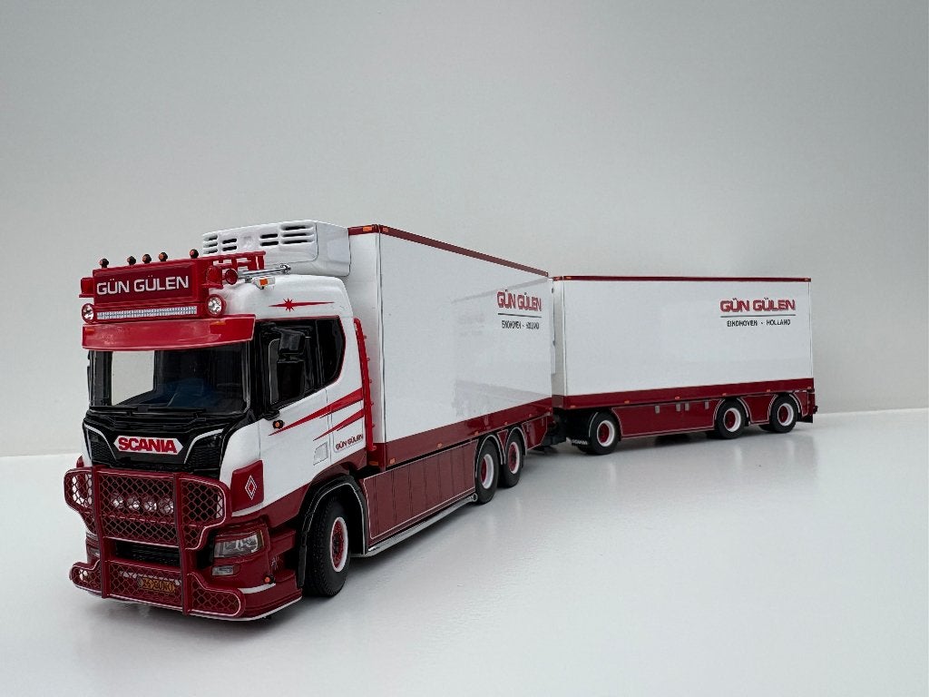 WSI SCANIA  R NORMAL REEFER TRUCK COMBI  GUN GULEN  NEW, Hobby en Vrije tijd, Modelauto's | 1:50, Ophalen of Verzenden, Nieuw
