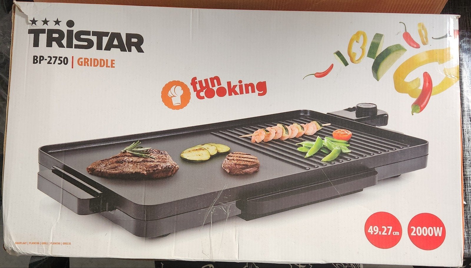 Nieuw in doos Tristar BP-2750 Bakplaat - Grillplaat -, Ophalen of Verzenden, Nieuw, 4 t/m 7 personen