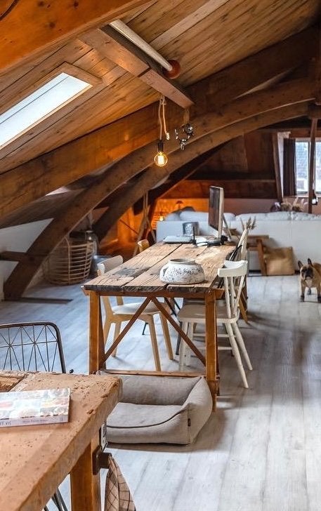 Robuuste wagon planken eettafel op schragen, Huis en Inrichting, Tafels | Eettafels, Ophalen, 200 cm of meer, 50 tot 100 cm, Zo goed als nieuw