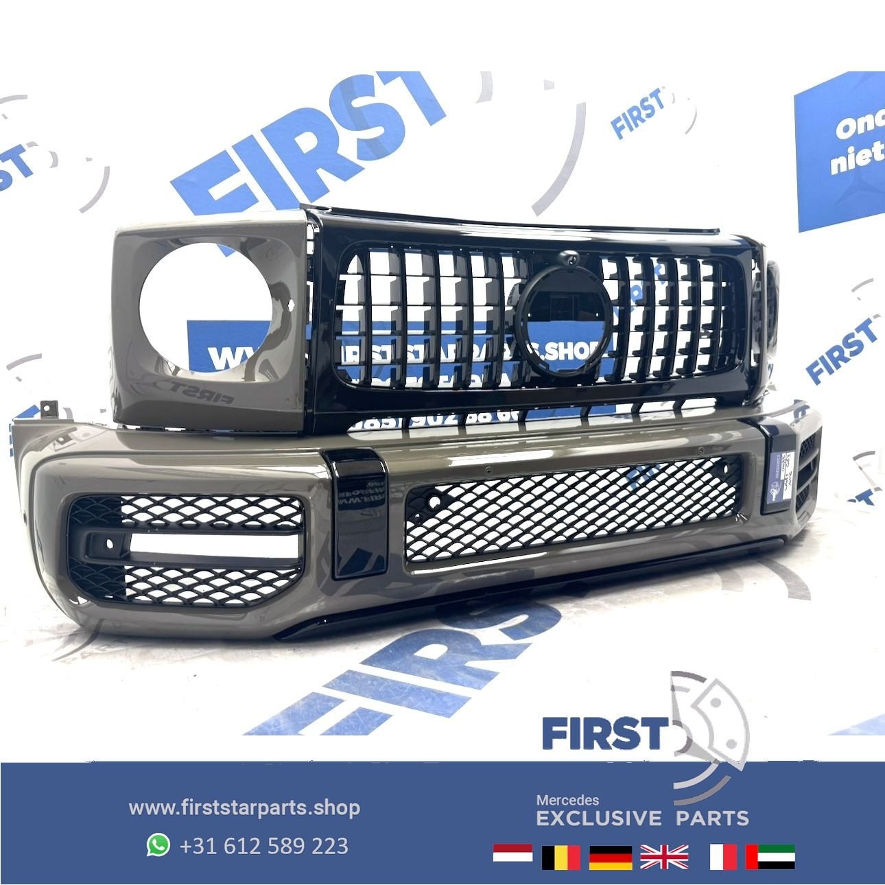 W463 G500 VOORBUMPER + GRIL origineel Mercedes G KLASSE COMP, Gebruikt, -, Voor, Ophalen of Verzenden