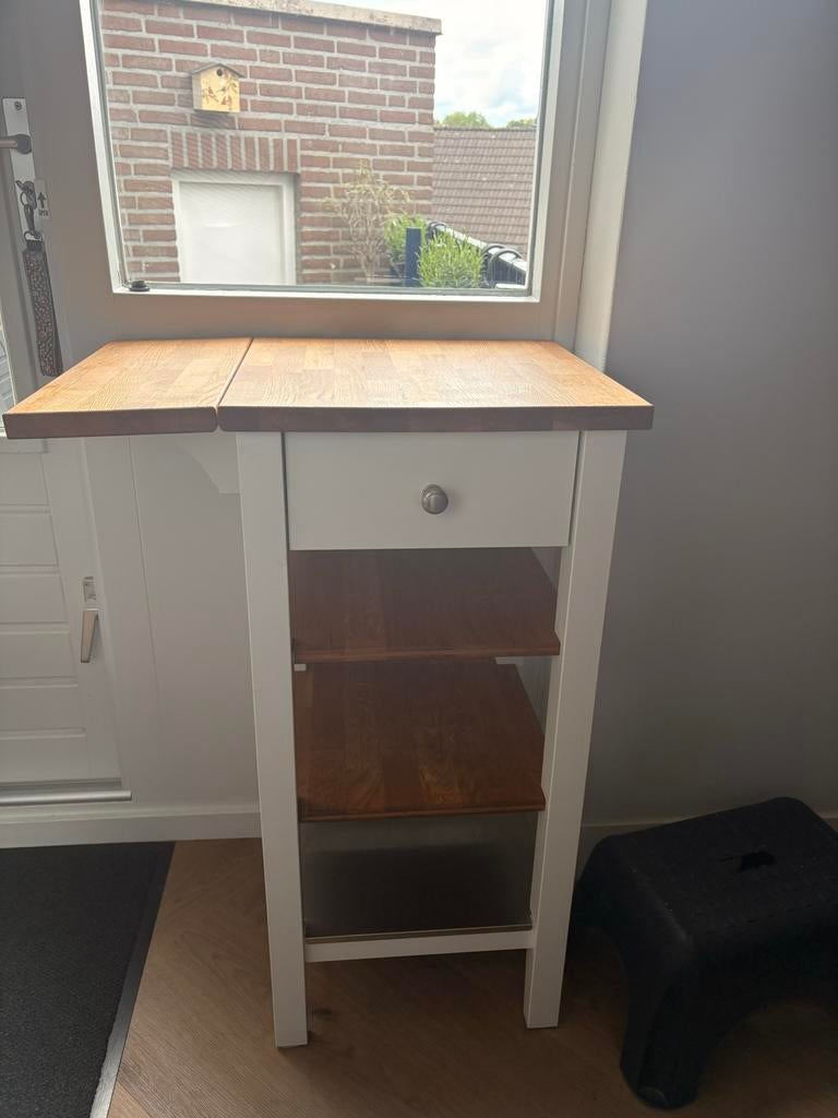 IKEA STENSTORP Roltafel wit/eiken 45x43x90 cm, Ophalen, Minder dan 50 cm, Gebruikt, Wit