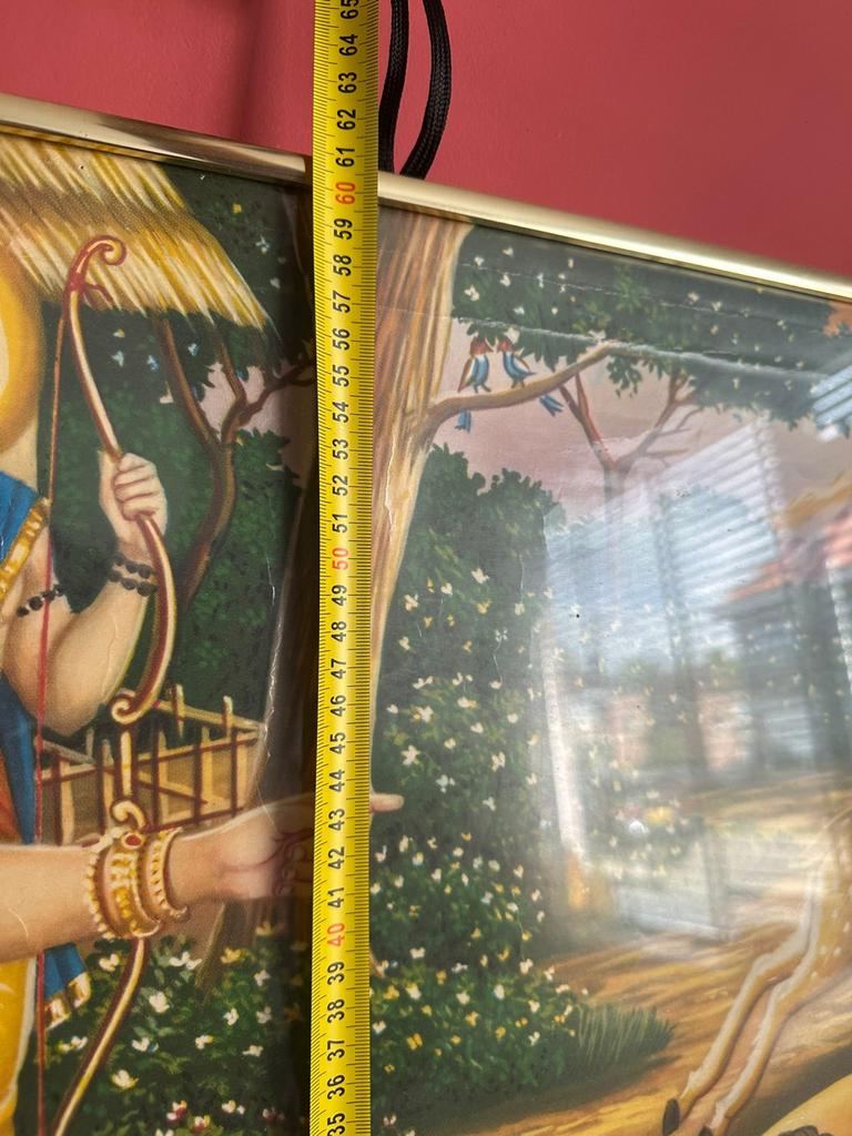 Hindoe Goden poster met lijst - Rama, Sita en Lakshmana, Ophalen, Zo goed als nieuw, 75 cm of meer, 50 tot 75 cm