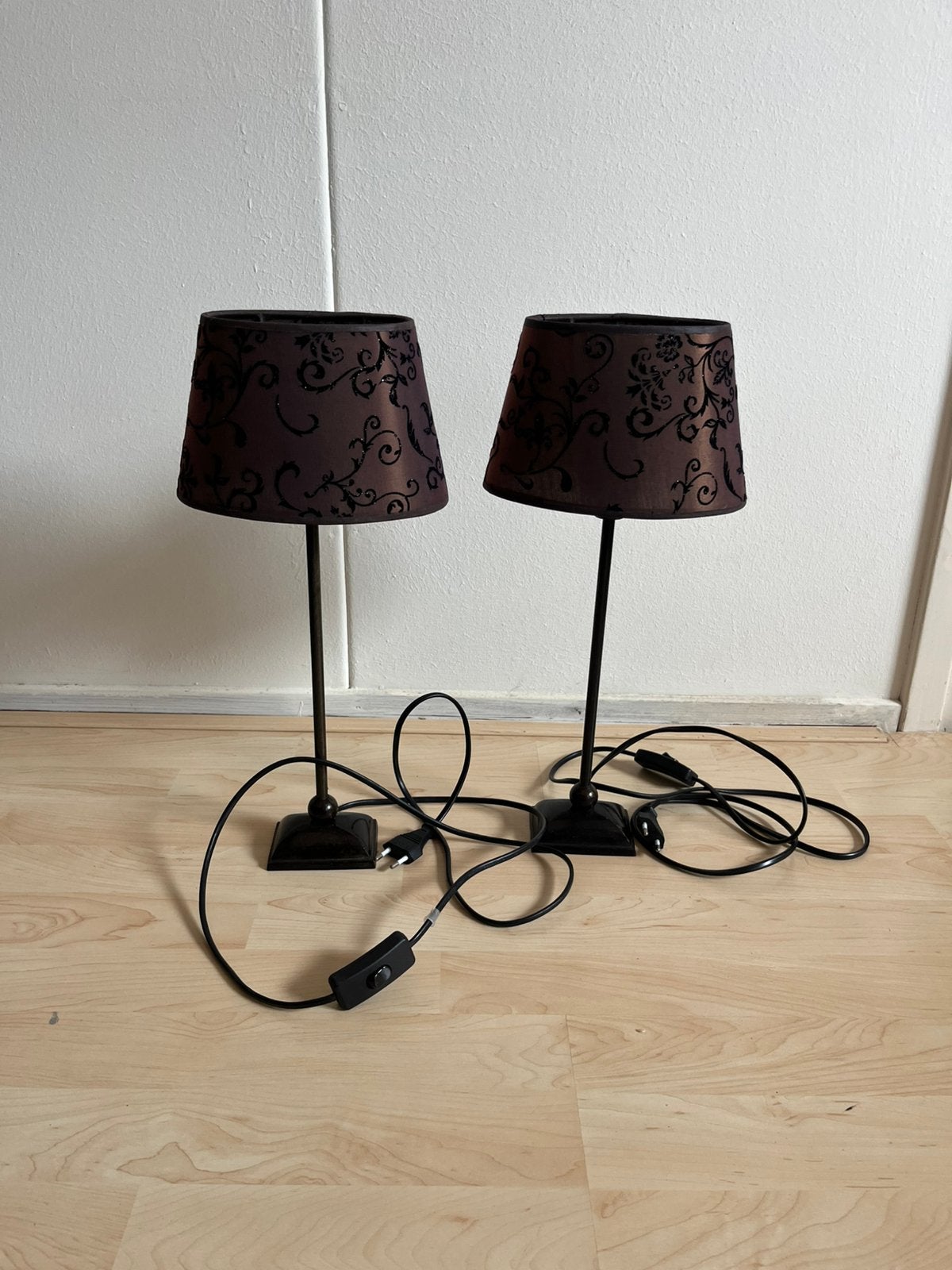 Staande lampen ijzeren poot bruin kleurig 45 cm hoog, Ophalen of Verzenden, Zo goed als nieuw