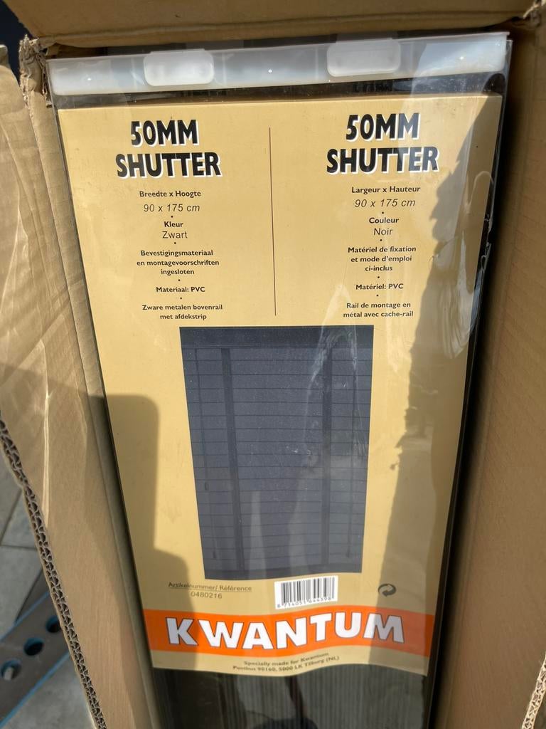 Twee zwarte pvc shutters 50 mm. 90 breed en 175 h, Huis en Inrichting, Stoffering | Gordijnen en Lamellen, Ophalen of Verzenden