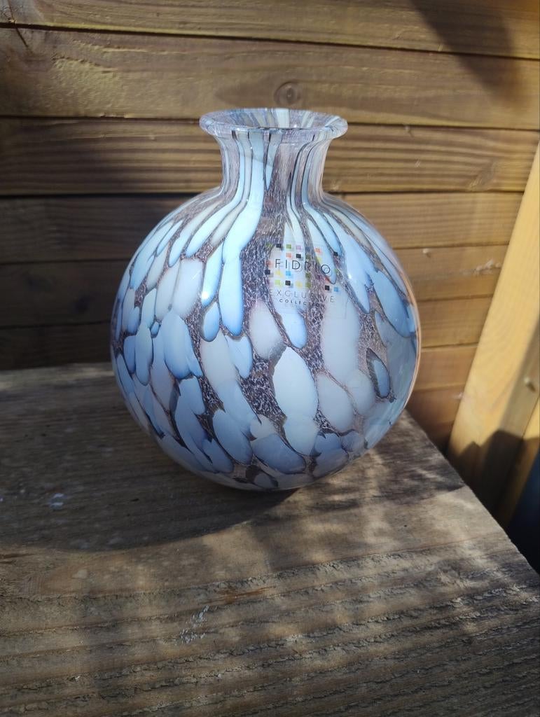 Fidrio Bolvase met hals Petal - Mondgeblazen Glas, Ophalen of Verzenden