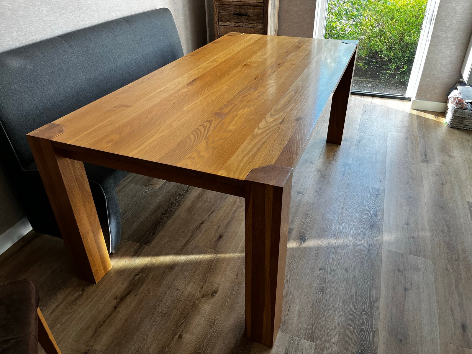 Massief eiken eettafel, Huis en Inrichting, Ophalen, Eikenhout, 50 tot 100 cm, Zo goed als nieuw