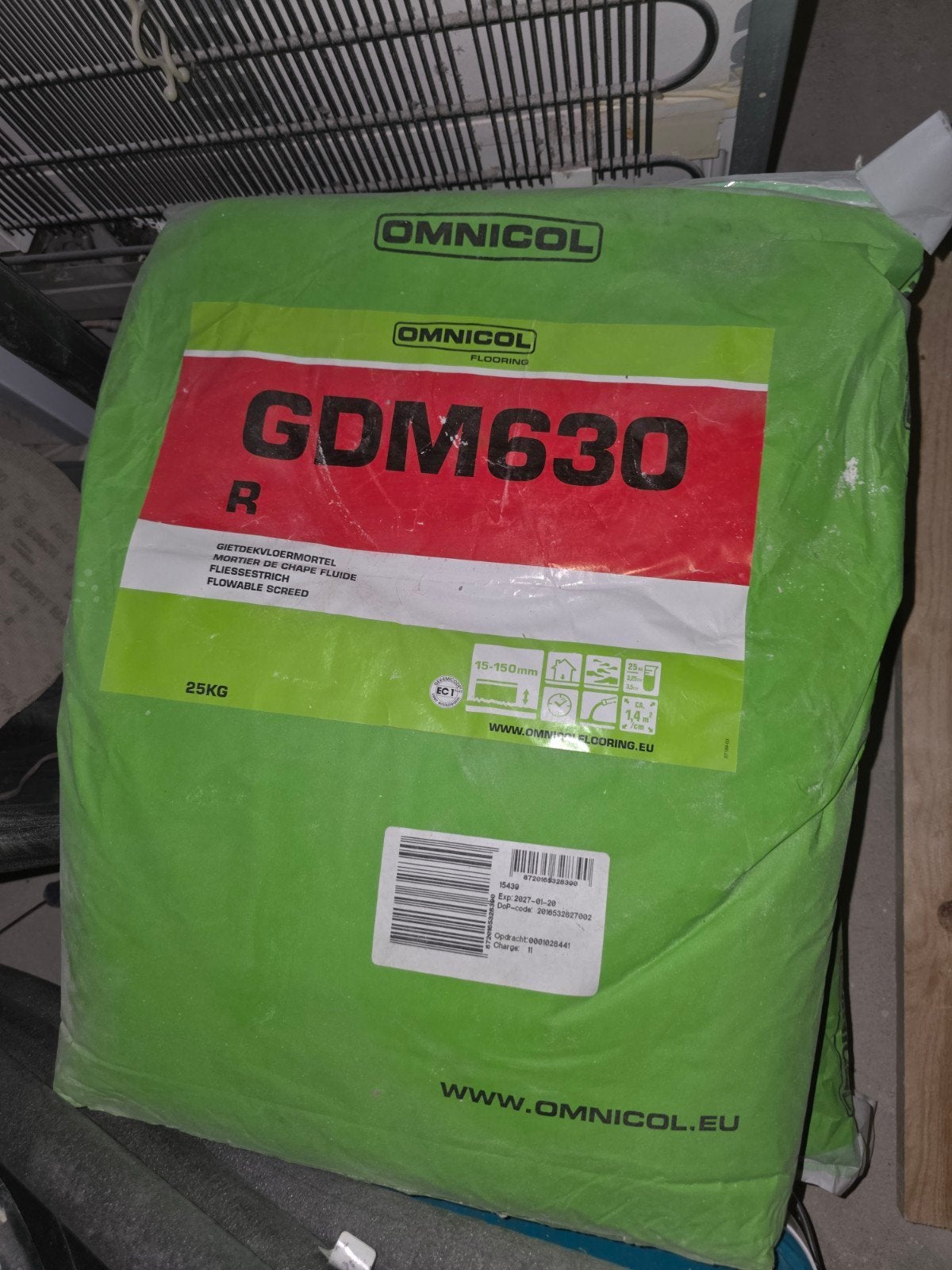 Omnicol GDM630 gietvloermortel 25kg, Doe-het-zelf en Verbouw, Ophalen, Overige typen, Nieuw, Minder dan 20 cm