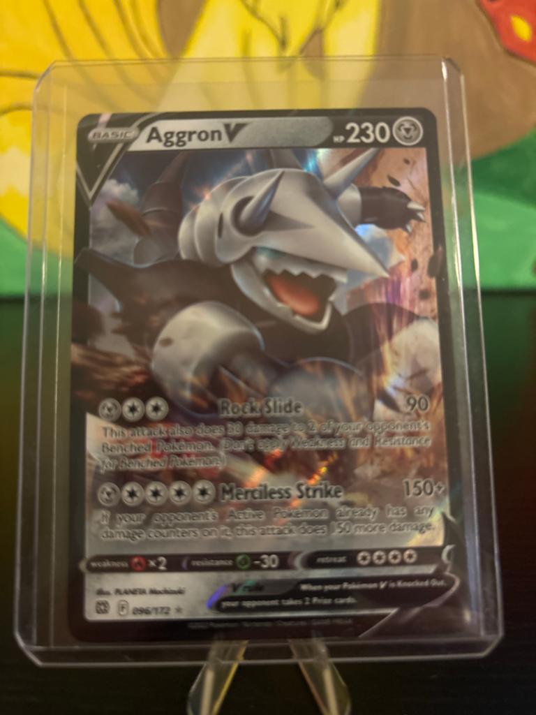 Brilliant Stars - Aggron V Pokémon kaart, Ophalen of Verzenden, Zo goed als nieuw, Losse kaart