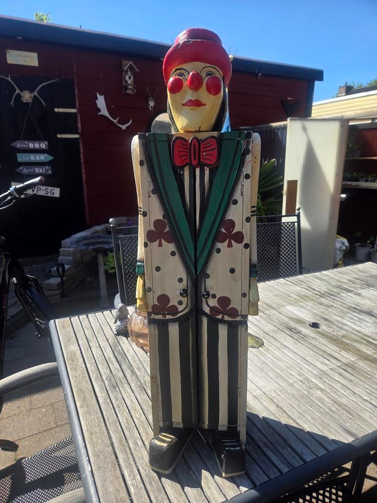 Antieke houten clown kastje - Uniek decoratiestuk, Antiek en Kunst, Ophalen