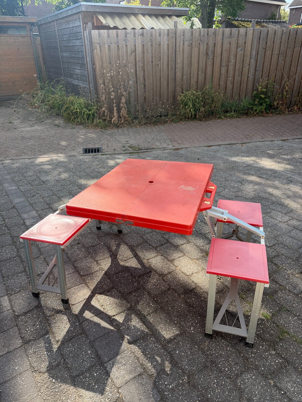 Opvouwbare picknicktafel met 4 zitplaatsen, Caravans en Kamperen, Ophalen, Gebruikt