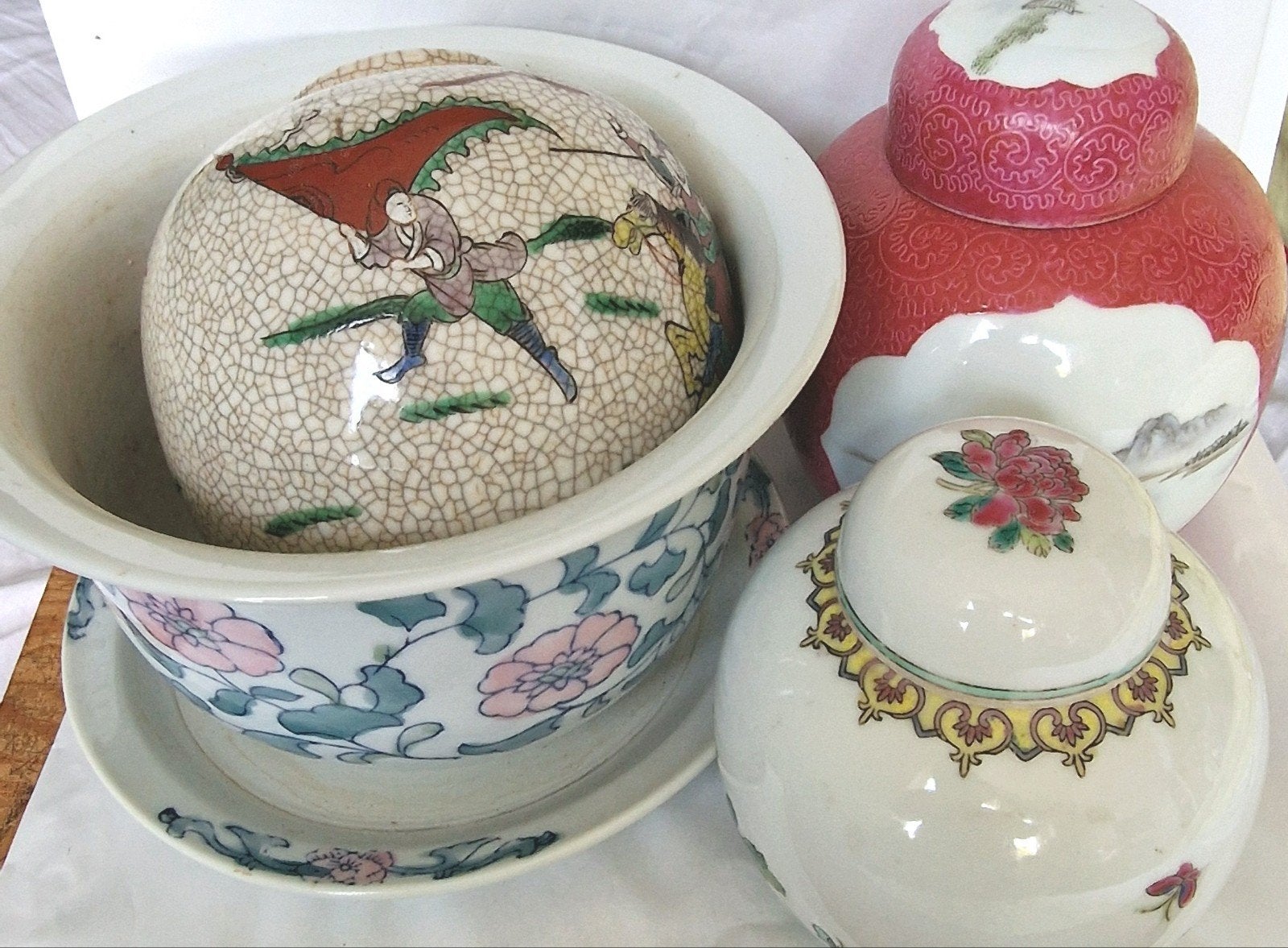 Lot chinese gemberpotten en bloempot, Ophalen of Verzenden