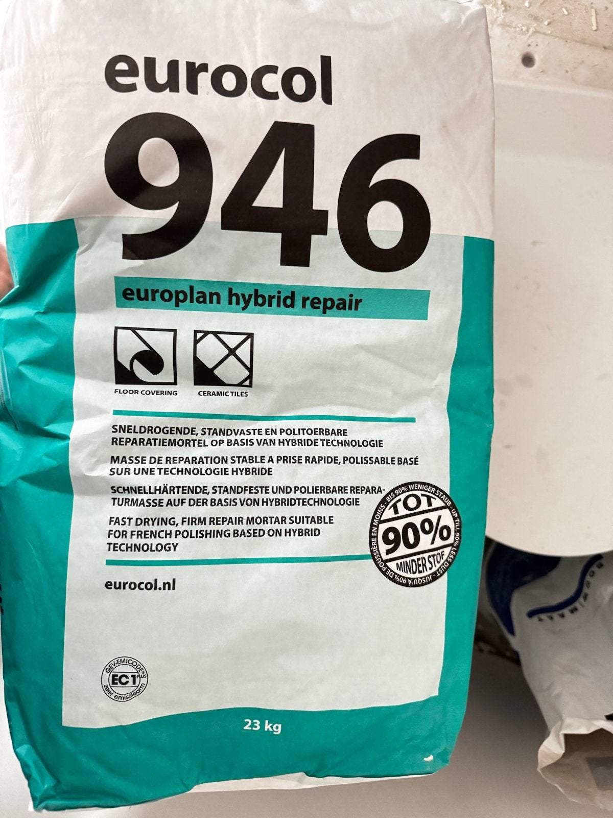 Eurocol 946 Sneldrogende Reparatie Mortel 1,5 zak a 23kg, Ophalen, Nieuw, Overige materialen, Overige typen