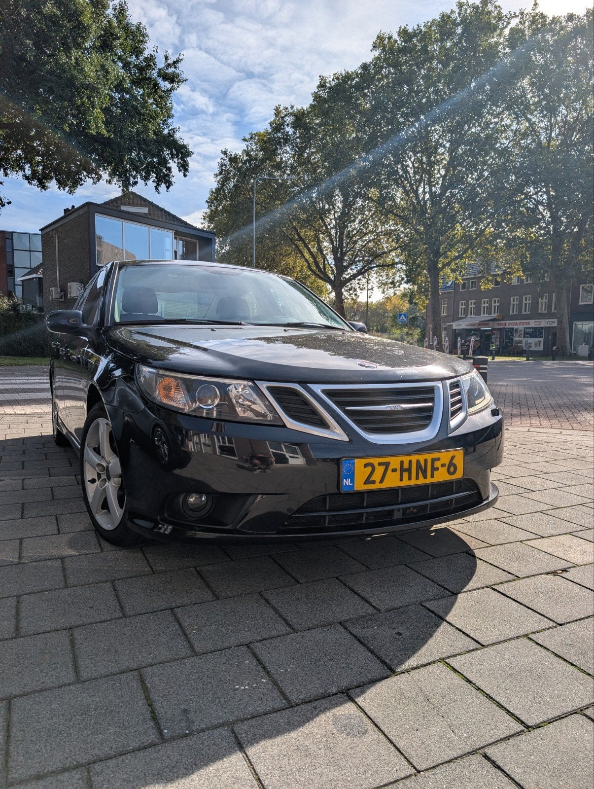 Saab 9-3 1.8T Norden Business  2009 Zwart NAP, Auto's, Zwart, 4 cilinders, Leder en Stof, Zwart