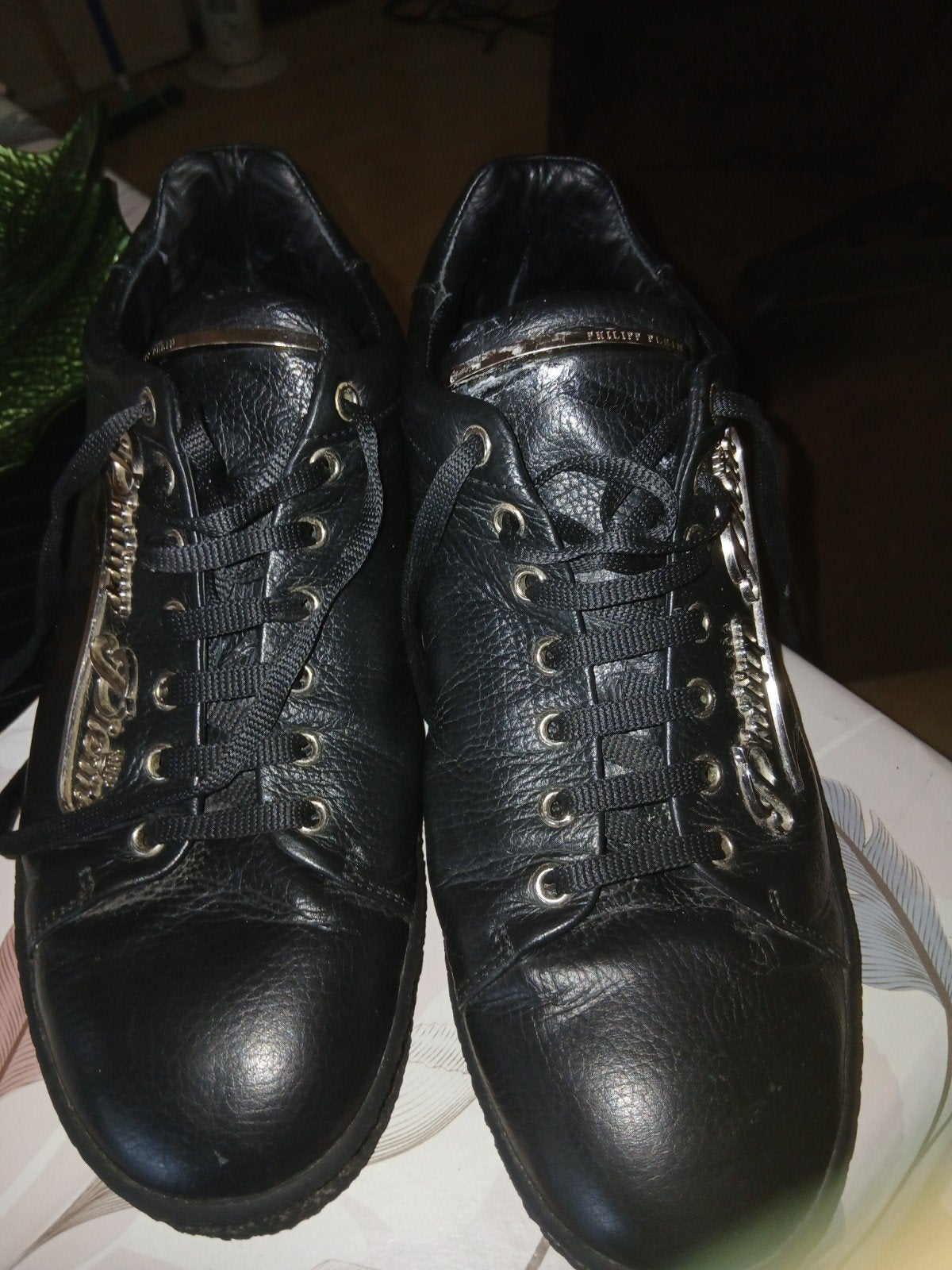 Philipp Plein sneakers maat 45, zo goed als nieuw, Zwart, Ophalen of Verzenden, Philipp Plein, Sneakers of Gympen