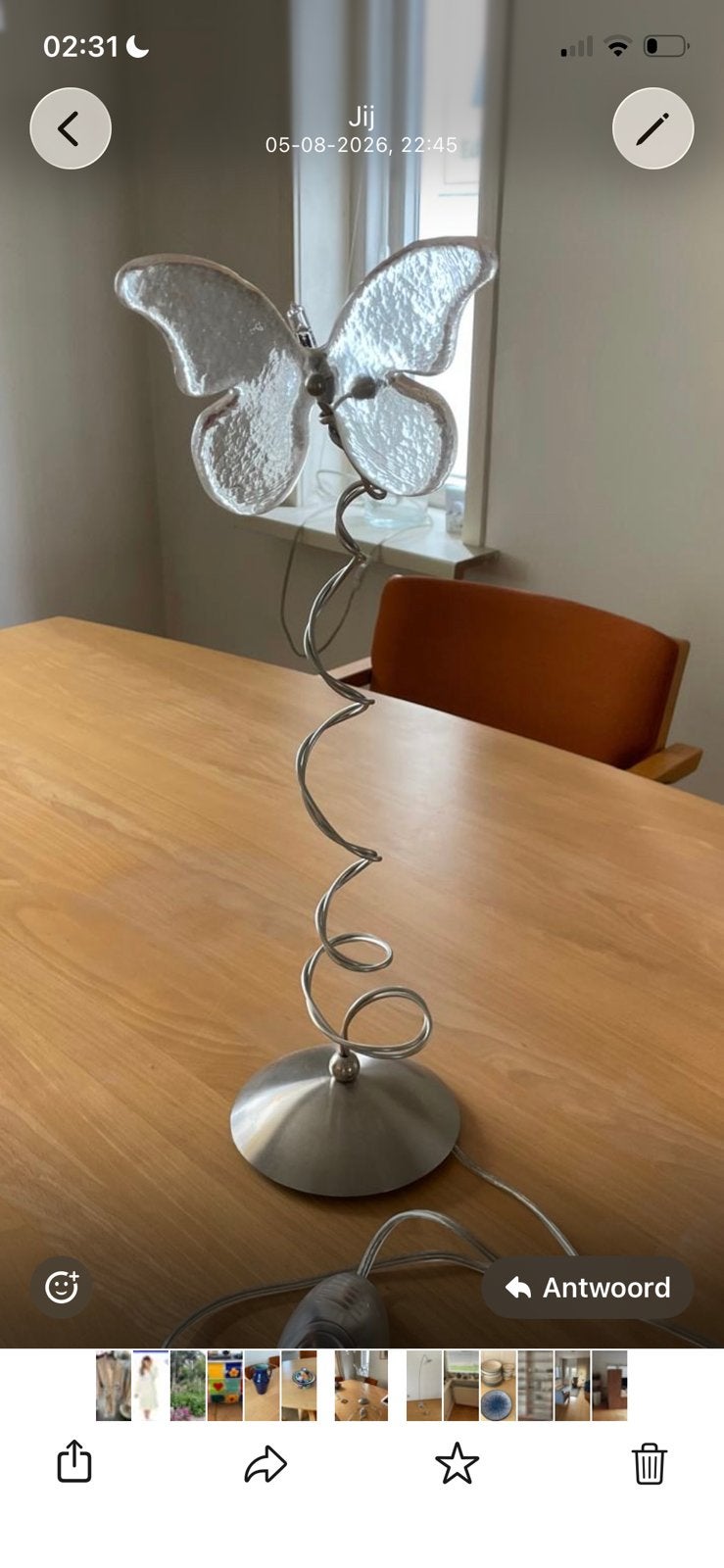 Vlinderlampen voor plafond en tafel of vensterbank, Ophalen, Gebruikt, Metaal