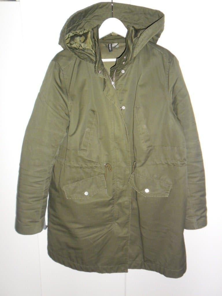 H&M Divided Groene Winterjas Met Capuchon En Rits Maat XL, H&M Divided, Maat 46/48 (XL) of groter, Ophalen of Verzenden, Gedragen