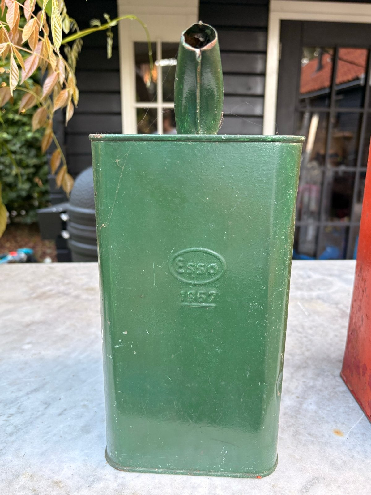 Vintage Esso Oliekan uit 1957 - Groen, Ophalen of Verzenden, Gebruikt