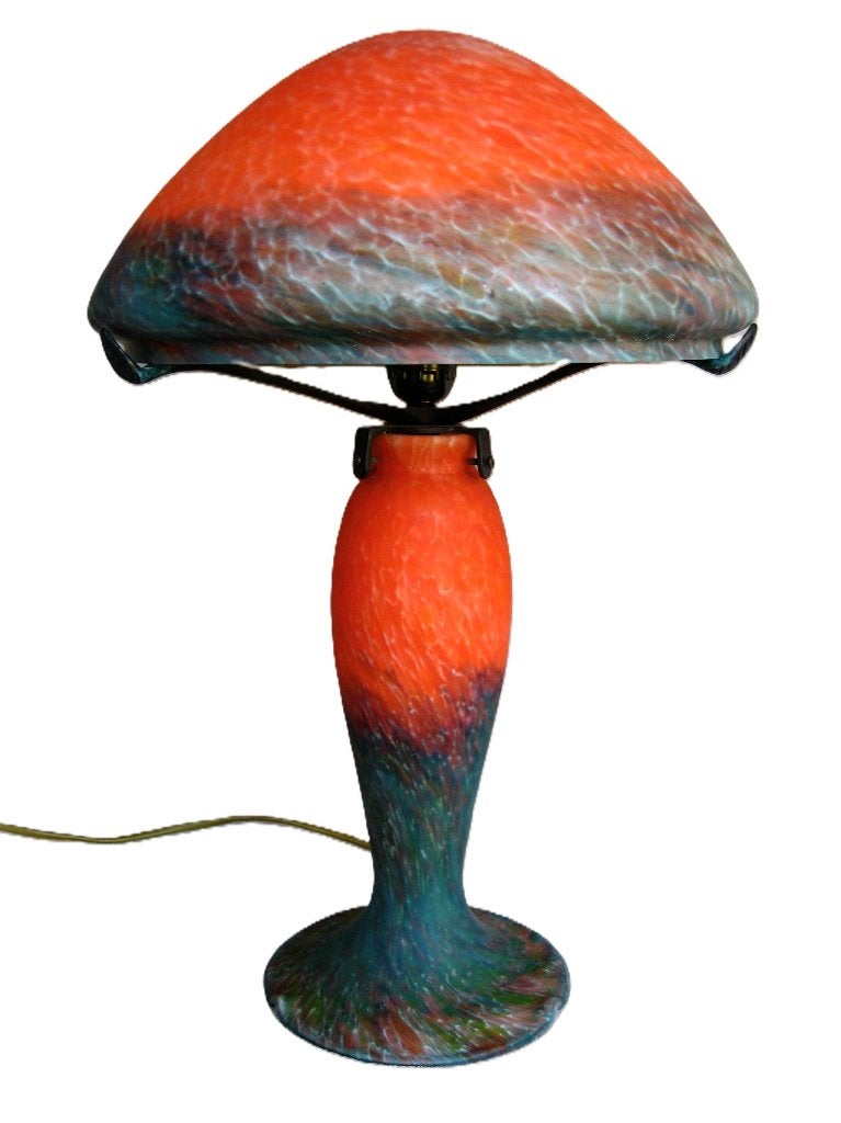 Vintage paté de verre paddenstoel mushroom lamp., Ophalen
