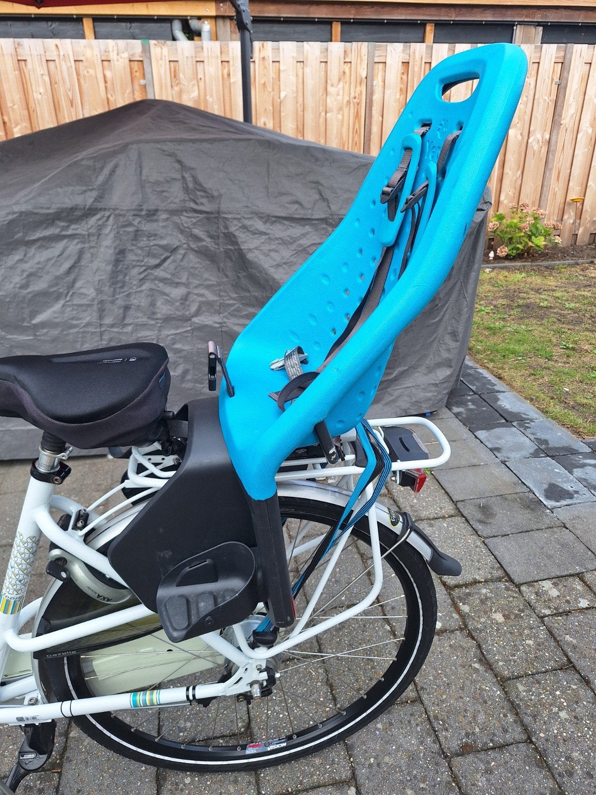 Yepp Fietszitje Achterzitje - Blauw - met sleutels, Fietsen en Brommers, Ophalen, Achterzitje, Yepp, 9 t/m 18 kg