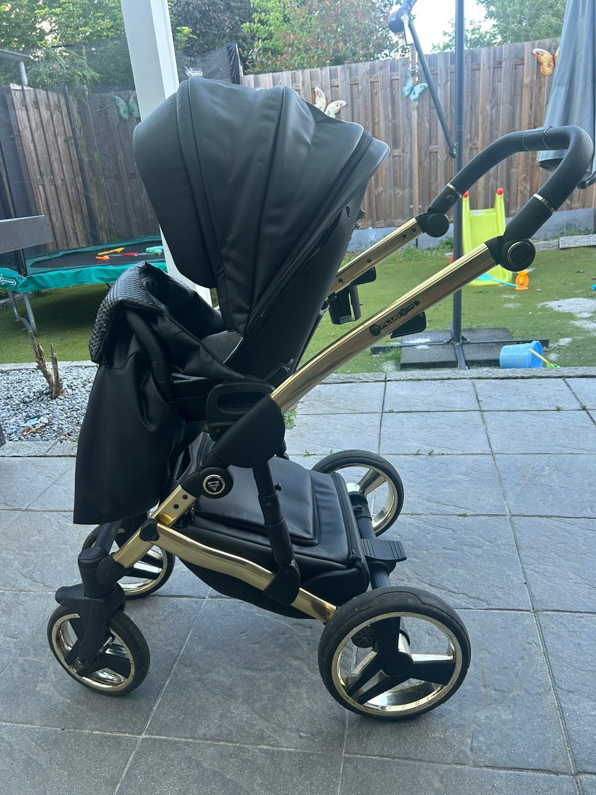 Junama kinderwagen 3 in 1 zwart/goud, Ophalen, Gebruikt, Overige merken, Verstelbare rugleuning