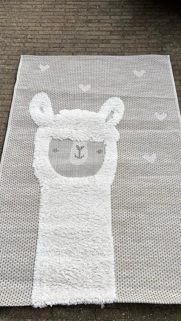 Kinder tapijt met lama design - 116 x 170 cm, Gebruikt, 100 tot 150 cm, Wit, Ophalen of Verzenden
