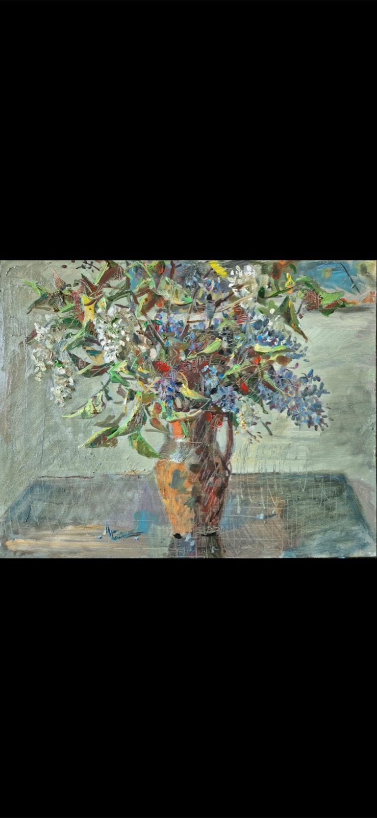 Seringen in een aarden kruik – origineel olieverfschilderij, Antiek en Kunst, Ophalen, Paneel, Realistisch, Stilleven