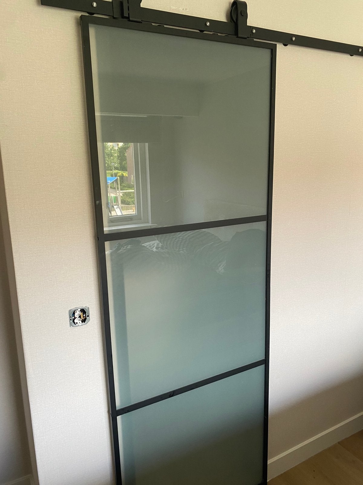 VidaXL schuifdeur 76x205 cm matglas, Doe-het-zelf en Verbouw, Deuren en Horren, Ophalen, Binnendeur, Schuifdeur, 200 tot 215 cm
