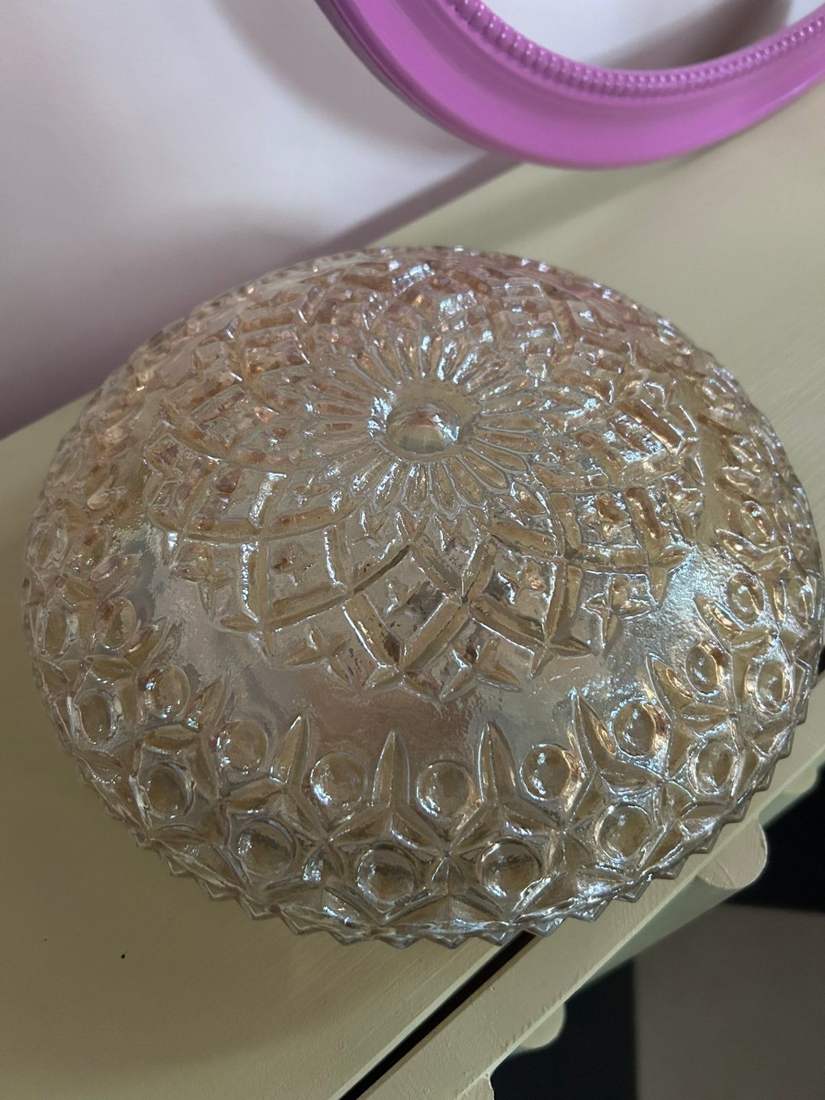 Vintage plafonnière plafondlamp, Huis en Inrichting, Ophalen of Verzenden, Zo goed als nieuw, Plafondlamp