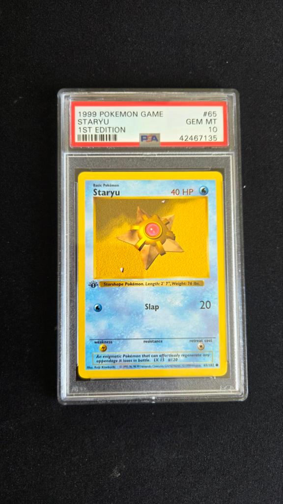 Pokemon Staryu PSA 10 - Base Set - 1st Edition | Shadowless, Ophalen of Verzenden, Zo goed als nieuw