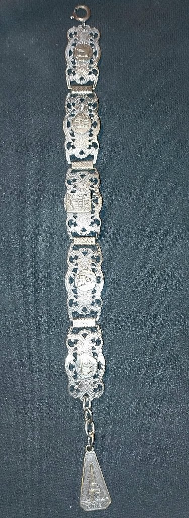 Armband souvenir Jaren 20/30 Filigrain & Eiffeltoren Hanger, Ophalen of Verzenden, Gebruikt, Zilver, Staal