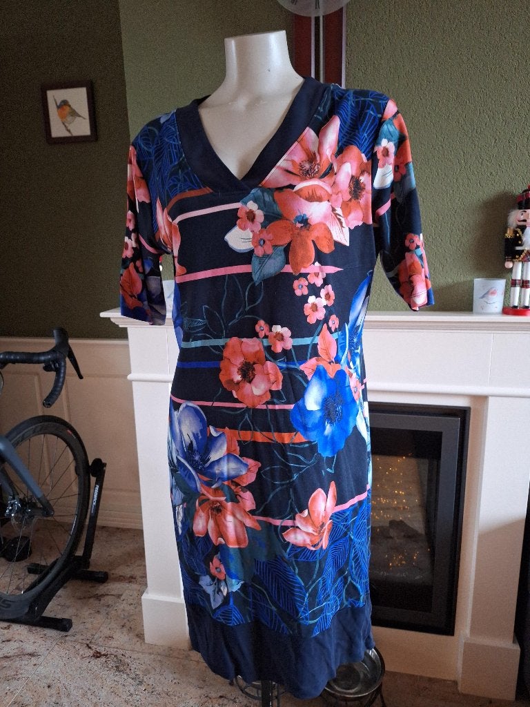 Betty Barclay blauw bloemen jurk 44, Maat 42/44 (L), Betty Barclay, Zo goed als nieuw, Knielengte