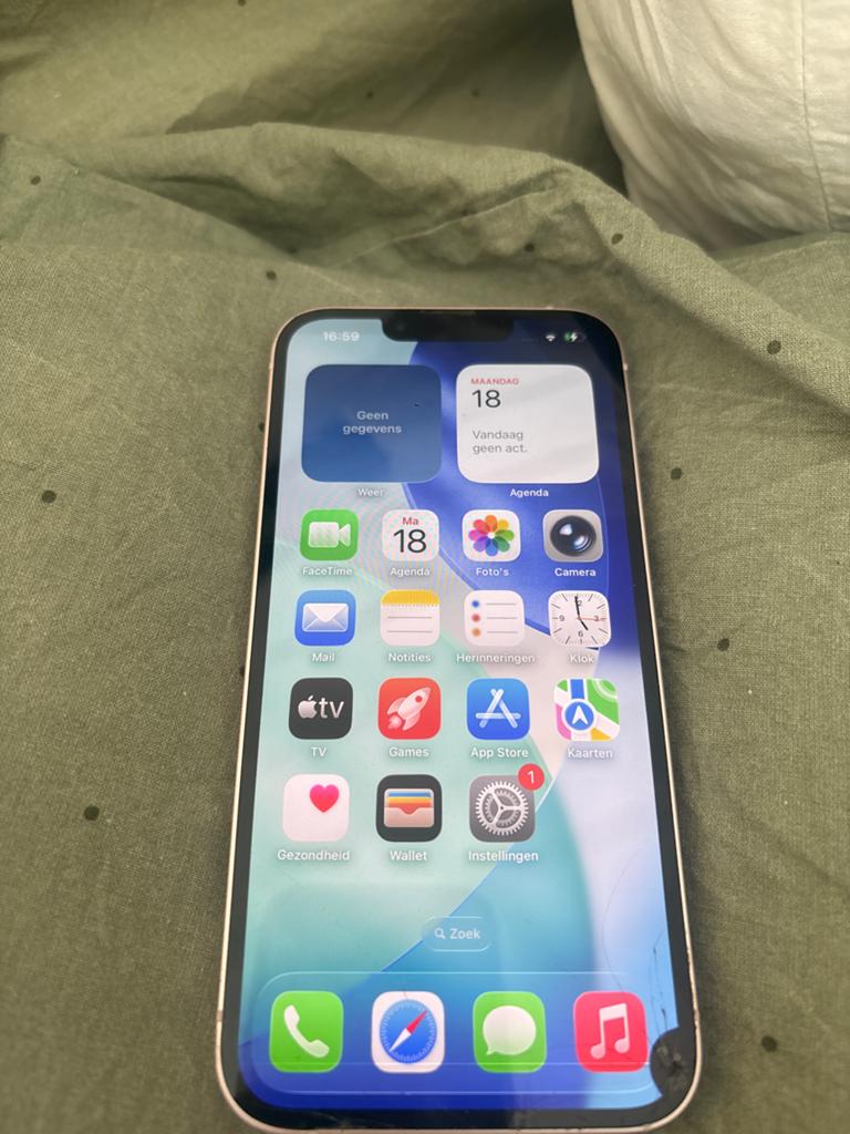 iPhone 13 128GB - Scherm/achterkant beschadigd, Telecommunicatie, Mobiele telefoons | Apple iPhone, Ophalen of Verzenden, Gebruikt