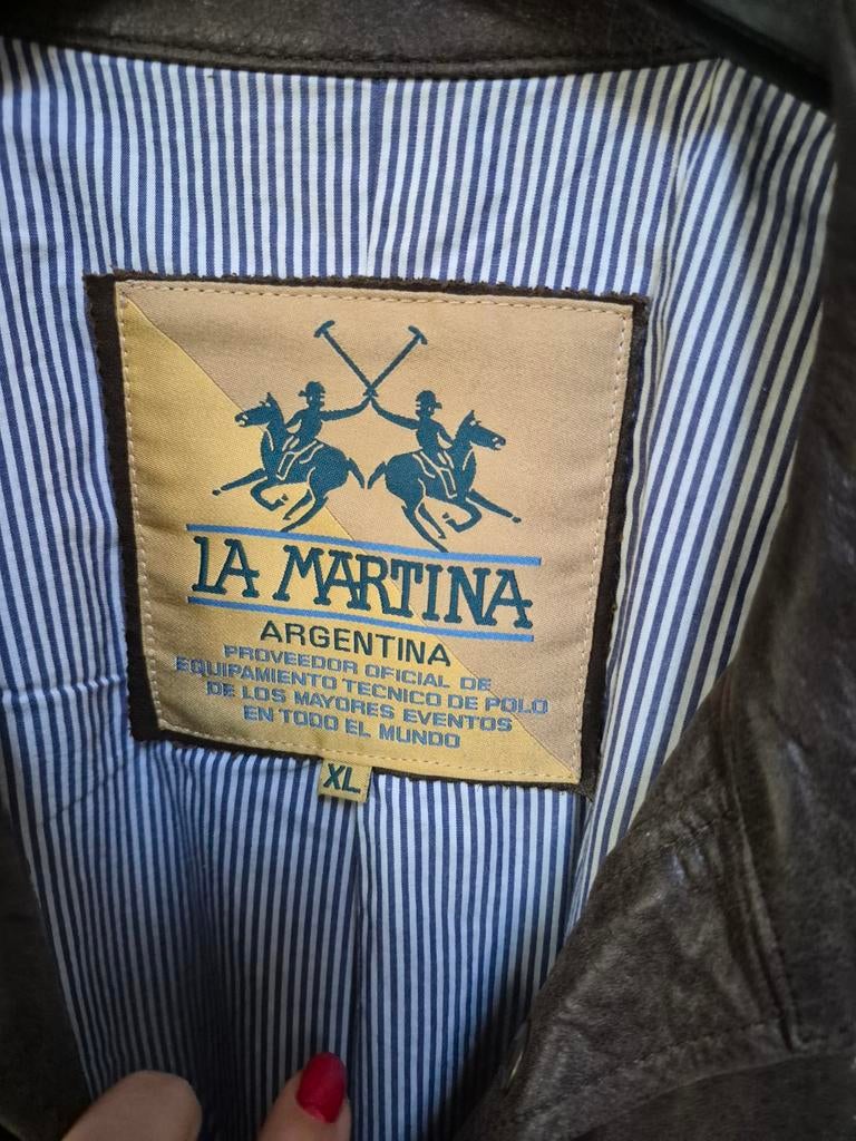 La Martina Leren Jas Heren XL - Bruin, Bruin, Maat 56/58 (XL), Ophalen of Verzenden, Gedragen