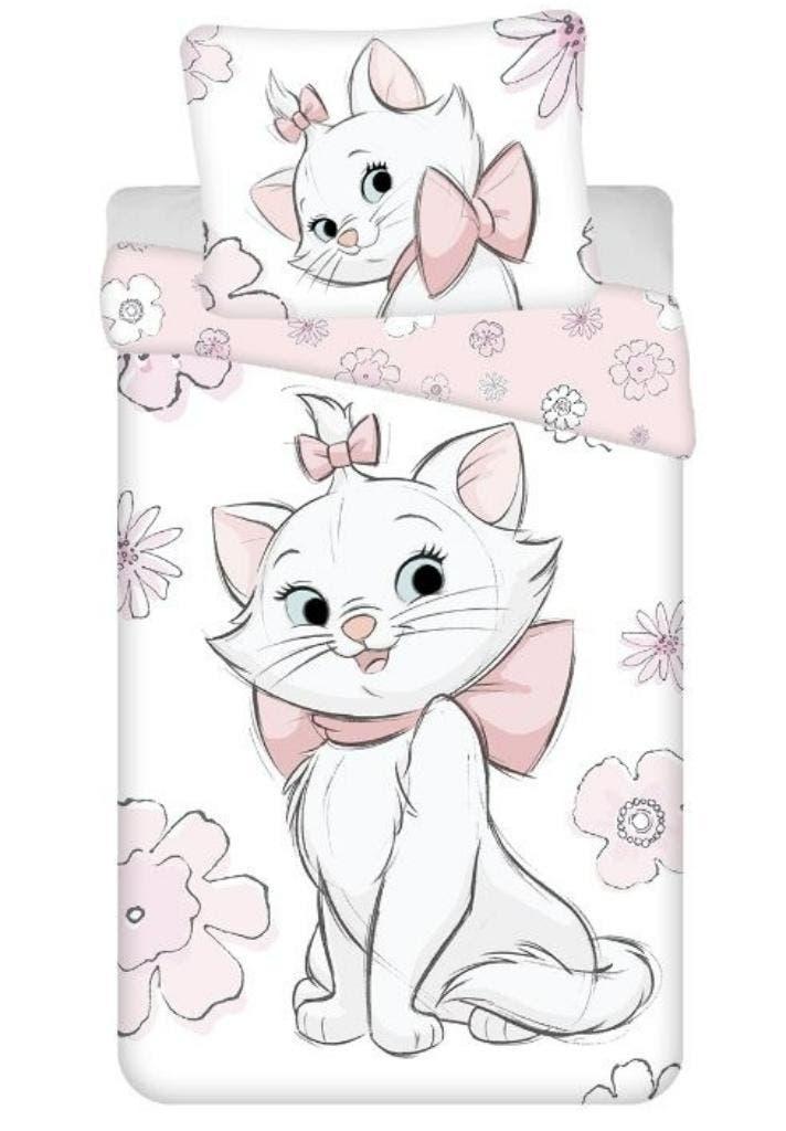 Marie Cat Dekbedovertrek 140 x 200 cm - Flowers - Katoen, Meisje, Wit, Dekbedovertrek, Nieuw