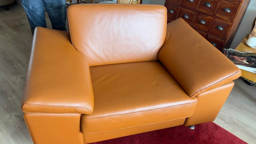 Skalma leren fauteuil / loveseat, Ophalen, Modern klassiek, Zo goed als nieuw, Leer