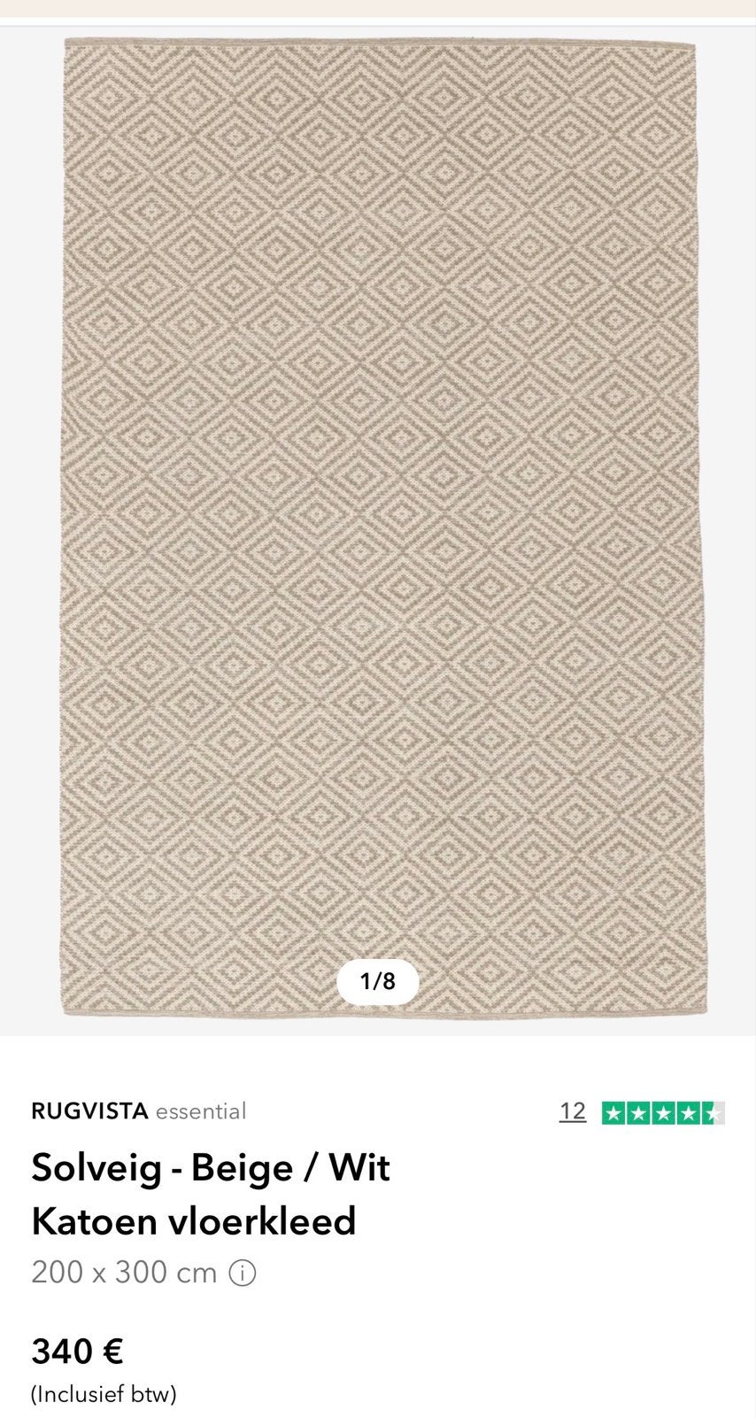 RUGVISTA Solveig - Beige / Wit Katoen Vloerkleed 250x300, Ophalen, Beige, 150 tot 200 cm, Rechthoekig