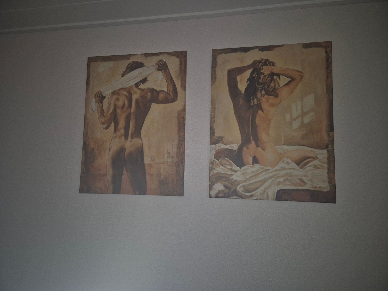 Set van 2 naakt schilderijen: man en vrouw, Ophalen