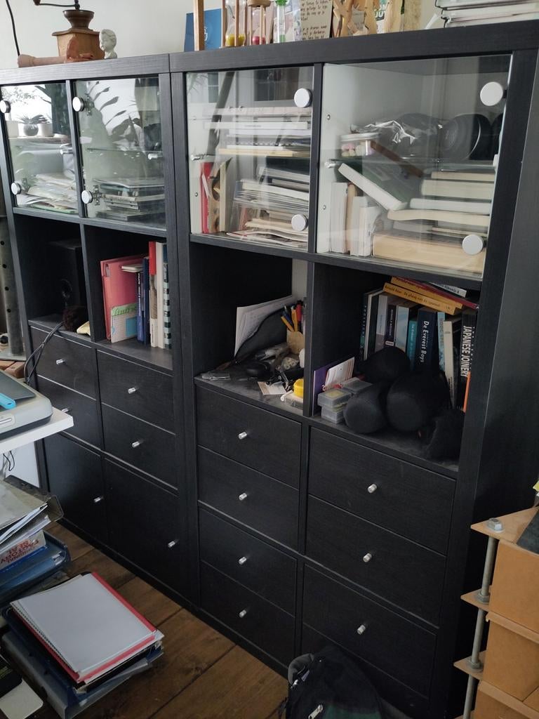 Ikea Kallax kasten met lades en deurtjes, Ophalen, Met deur(en), Modern, Functioneel, 50 tot 100 cm