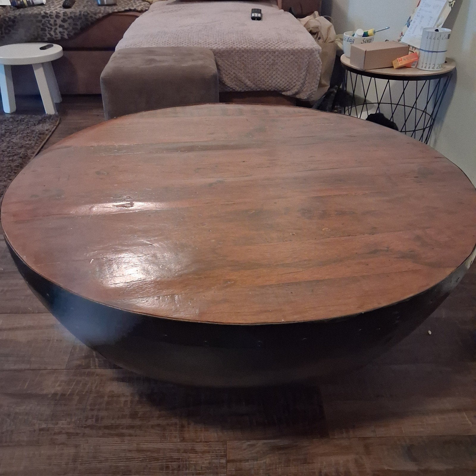 Mooie ronde salontafel te koop, Ophalen of Verzenden, Gebruikt, Rond, Overige houtsoorten