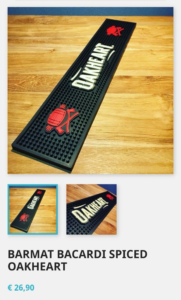 Barmat Biermat Pvc Antislip 50 x10 cm Oakheart (Bacardi), Verzamelen, Ophalen of Verzenden, Nieuw, Overige typen, Overige merken