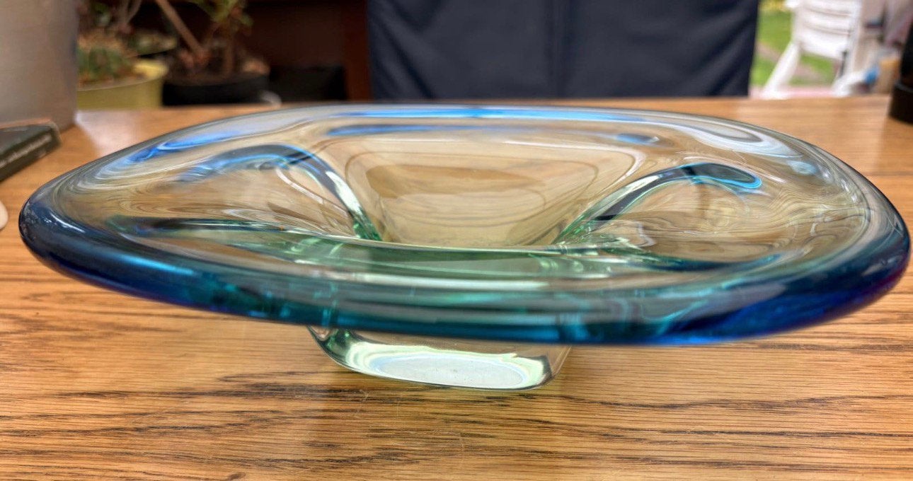 Sommerso Murano , glazen object Blauw/ groen gevat in Helder, Ophalen of Verzenden