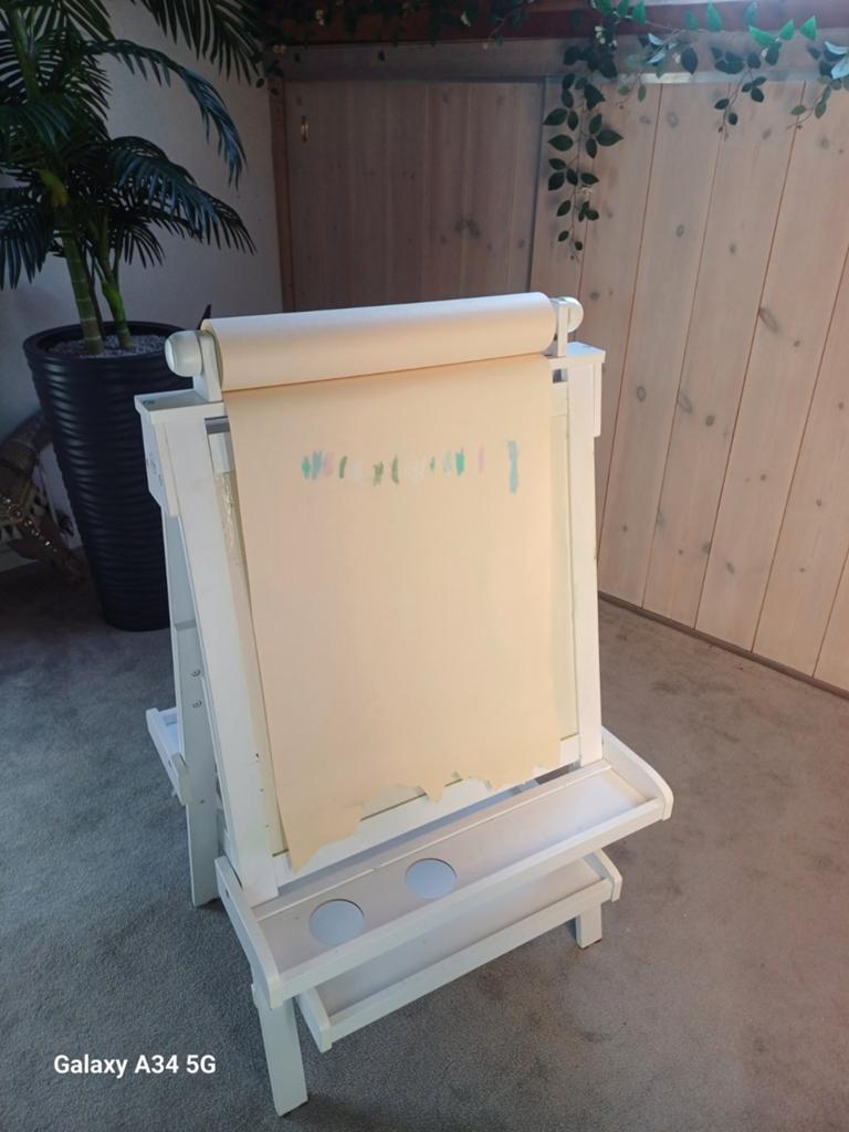Witte Kinder Ezel met Krijtbord en Papierrol, Ophalen